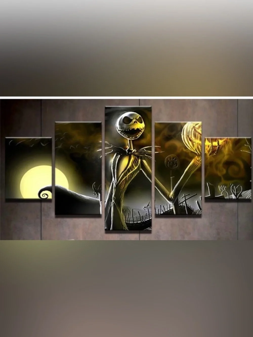 NEW-Jack Skellington Nightmare Before Christmas 5 Pieces canvas Wall Art Home